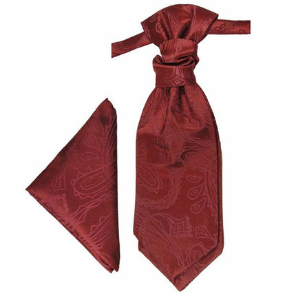 Burgundy Paisley Cravat and Pocket Square Set Paul Malone Cravat - Paul Malone.com