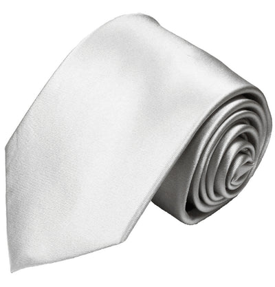 Solid Lite Silver Necktie and Pocket Square Paul Malone Ties - Paul Malone.com