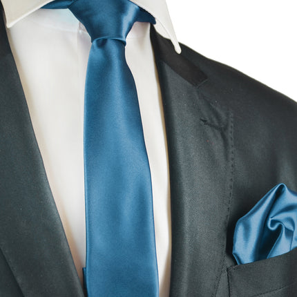 Solid Skinny Men's Tie (2.25in.) and Pocket Square Paul Malone Ties - Paul Malone.com