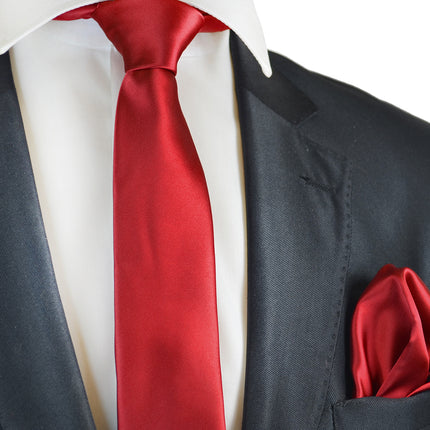 Solid Skinny Men's Tie (2.25in.) and Pocket Square Paul Malone Ties - Paul Malone.com