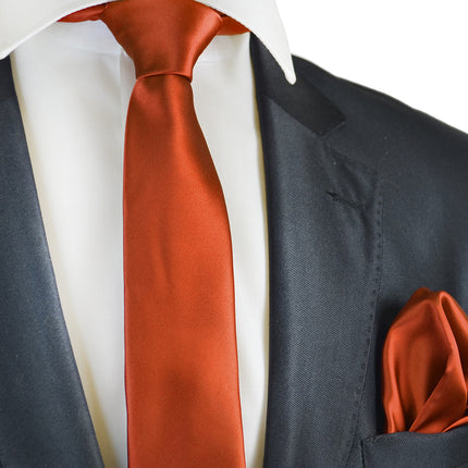 Solid Skinny Men's Tie (2.25in.) and Pocket Square Paul Malone Ties - Paul Malone.com