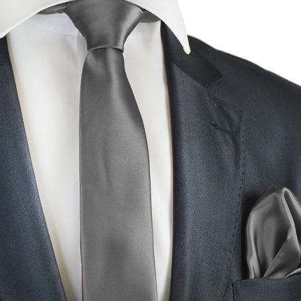 Solid Skinny Men's Tie (2.25in.) and Pocket Square Paul Malone Ties - Paul Malone.com