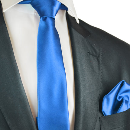 Solid Skinny Men's Tie (2.25in.) and Pocket Square Paul Malone Ties - Paul Malone.com