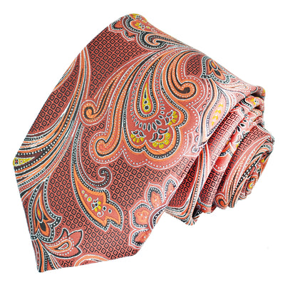 Fire Red Paisley Necktie and Pocket Square Paul Malone Ties - Paul Malone.com