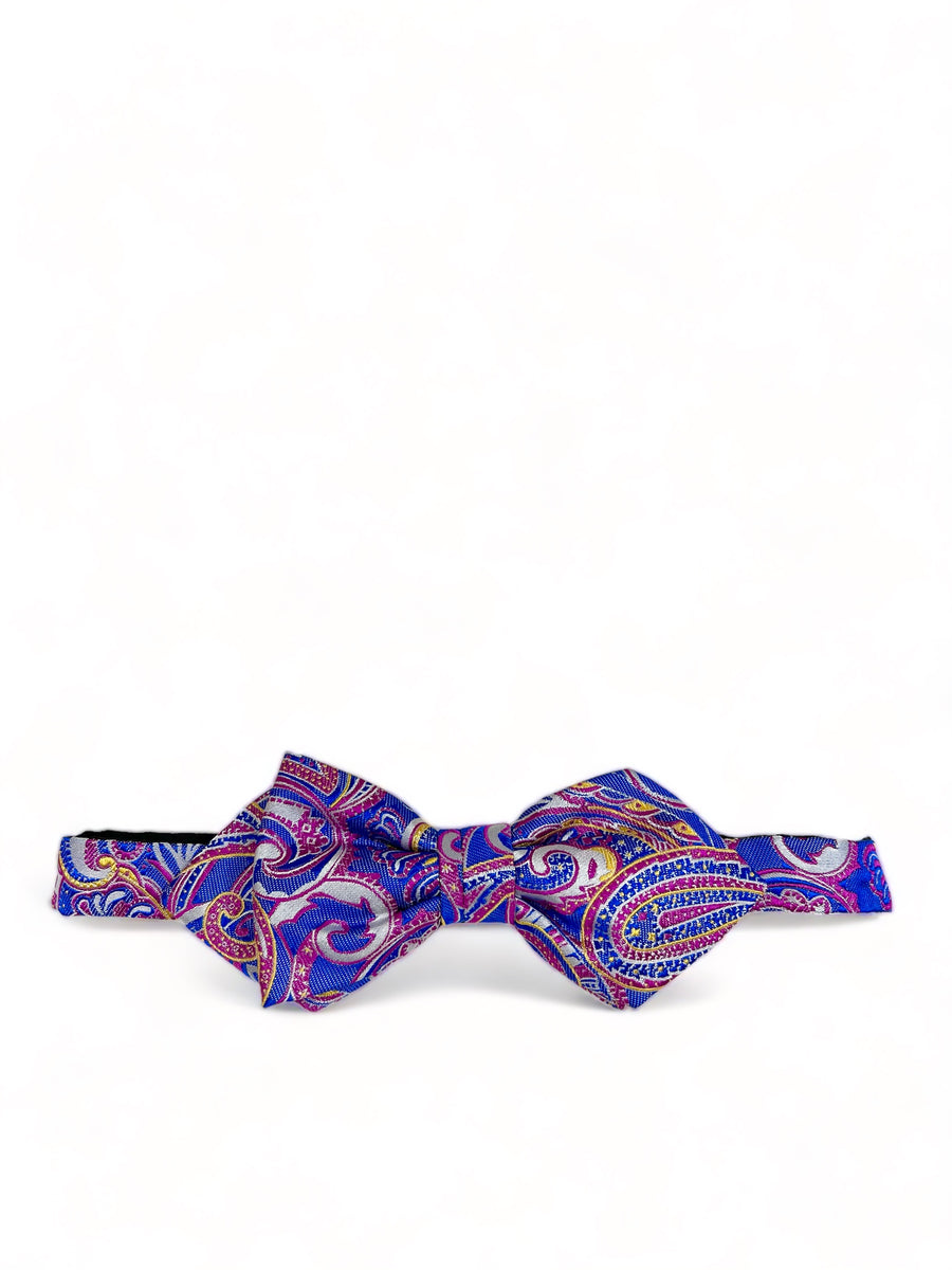 Blue and Pink Paisley Silk Bow Tie by Paul Malone | Paul Malone
