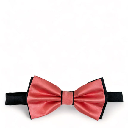 Coral and Black Bow Tie with 2 Pocket Squares Brand Q Bow Ties - Paul Malone.com
