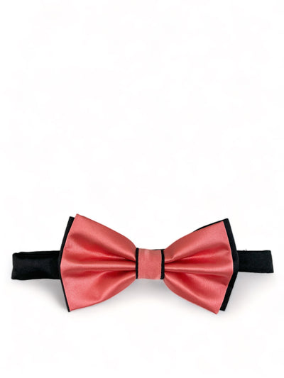 Coral and Black Bow Tie with 2 Pocket Squares Brand Q Bow Ties - Paul Malone.com