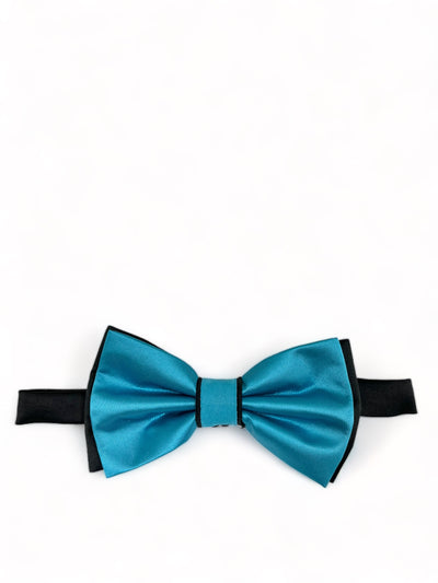 Turquoise and Black Bow Tie with 2 Pocket Squares Brand Q Bow Ties - Paul Malone.com