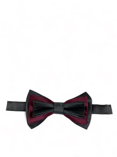 Burgundy and Black Bow Tie with 2 Pocket Squares Paul Malone Bow Ties - Paul Malone.com