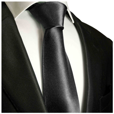 Solid Black Men's Necktie Paul Malone Ties - Paul Malone.com