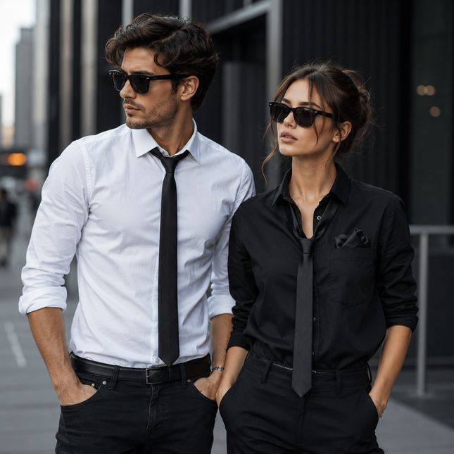 Solid Skinny Tie (2.25in.) and Pocket Square