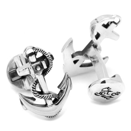 Sterling Silver Boat Anchor Cufflinks Ox and Bull Trading Co. Cufflinks - Paul Malone.com