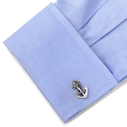 Sterling Silver Boat Anchor Cufflinks Ox and Bull Trading Co. Cufflinks - Paul Malone.com
