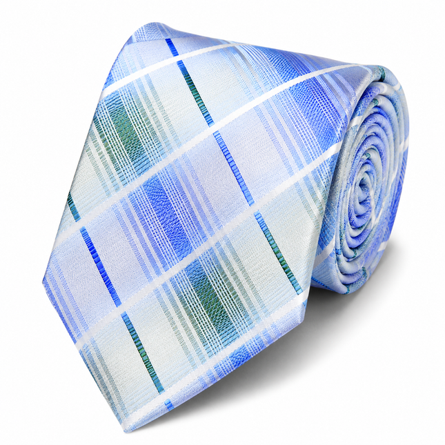 Blue Plaid Silk Mens Tie by Paul Malone