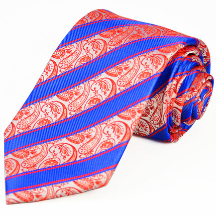 Red and Blue Striped Silk Tie and Pocket Square Paul Malone Ties - Paul Malone.com