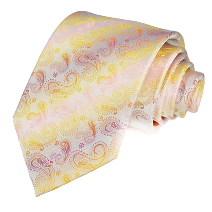 Golden Glow and Red Paisley Silk Tie and Pocket Square Paul Malone Ties - Paul Malone.com