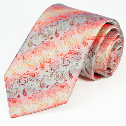 Burnt Sienna Red Paisley Silk Tie and Pocket Square Paul Malone Ties - Paul Malone.com