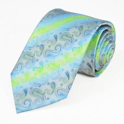 Blue Atoll Paisley Silk Tie and Pocket Square Paul Malone Ties - Paul Malone.com