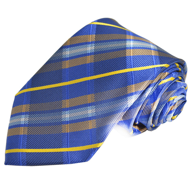 Blue and Yellow Plaid Silk Tie and Pocket Square Paul Malone Ties - Paul Malone.com