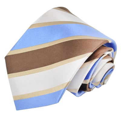 Brown and Blue Striped Silk Tie and Pocket Square Paul Malone Ties - Paul Malone.com