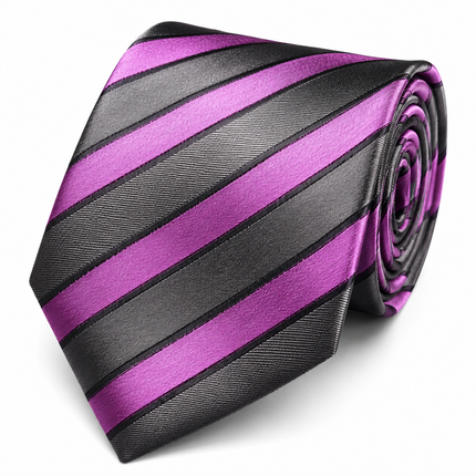Gray and Lilac Striped Silk Tie and Pocket Square Paul Malone Ties - Paul Malone.com