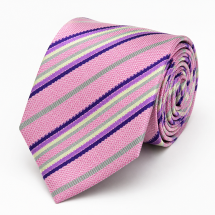 Pink and Purple Striped Silk Tie and Pocket Square Paul Malone Ties - Paul Malone.com