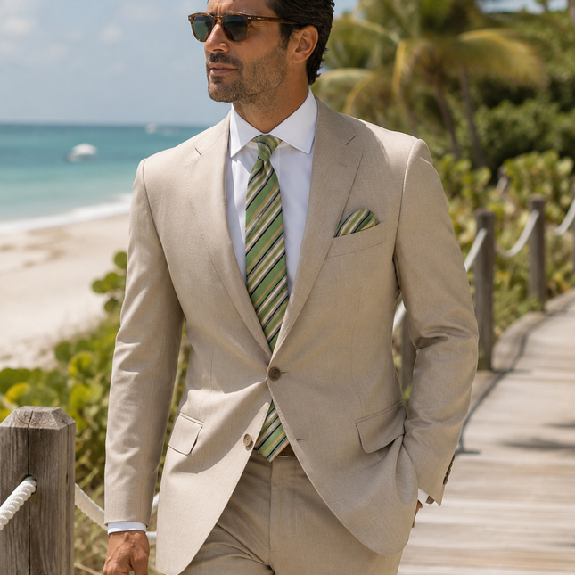 Green Striped Silk Tie and Pocket Square Paul Malone Ties - Paul Malone.com