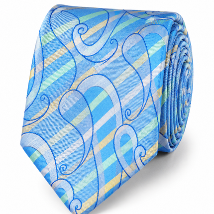 Aquamarine Striped Silk Tie and Pocket Square Paul Malone Ties - Paul Malone.com