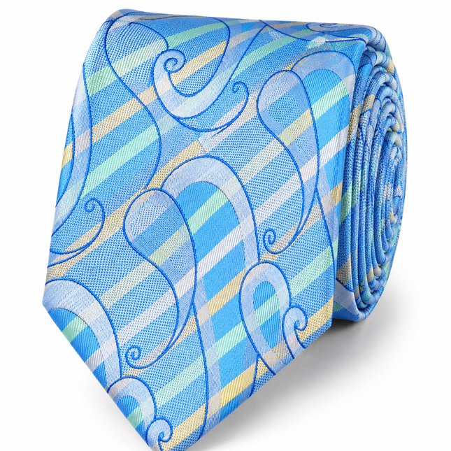 Aquamarine Striped Silk Tie and Pocket Square Paul Malone Ties - Paul Malone.com