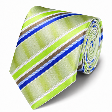 Parrot Green Striped Silk Tie and Pocket Square Paul Malone Ties - Paul Malone.com