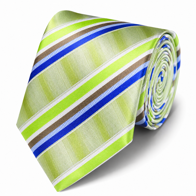Parrot Green Striped Silk Tie and Pocket Square Paul Malone Ties - Paul Malone.com