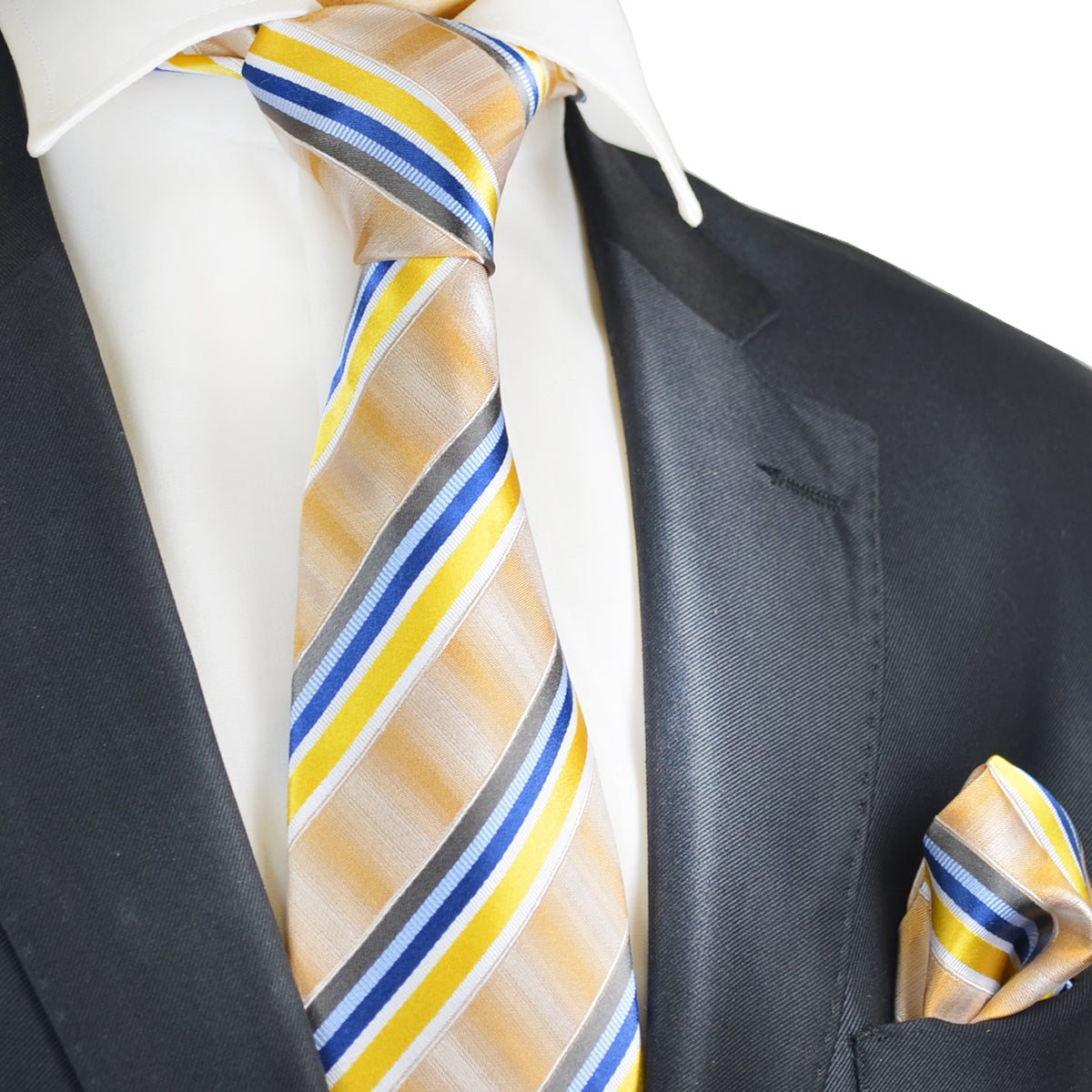 Artisan Gold Silk Necktie Set by Paul Malone Regular Tie (58in. x 3.25in.) / Gold Artisan Gold Silk Necktie Set by Paul Malone Regular Tie (58in. x 3.25in.) / Gold