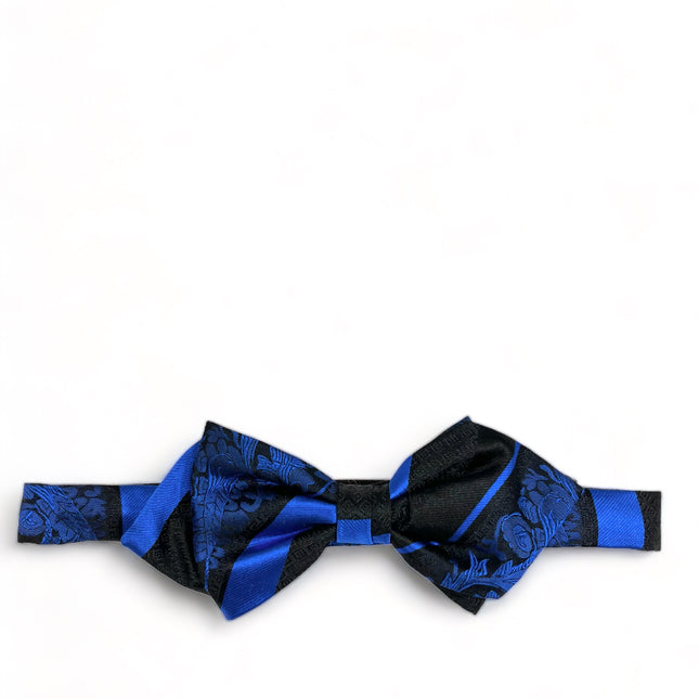 Blue and Black Silk Bow Tie and Pocket Square Paul Malone Bow Ties - Paul Malone.com