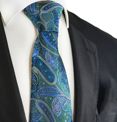 Galapagos Green and Blue Silk Tie by Paul Malone Paul Malone Ties - Paul Malone.com