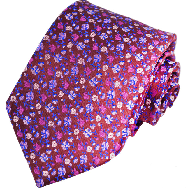 Windsor Wine and Royal Blue 7-fold Silk Tie and Pocket Square Paul Malone Ties - Paul Malone.com
