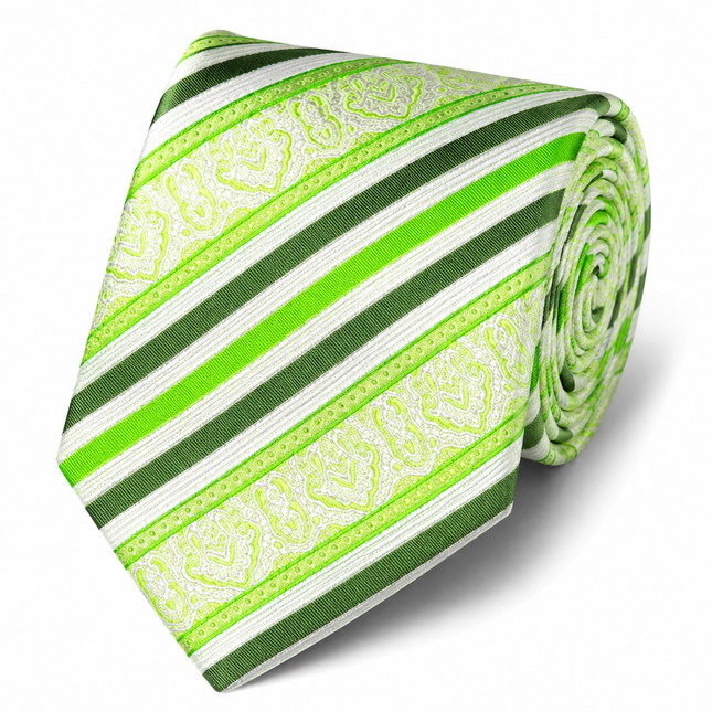 Green Striped Silk Tie and Pocket Square Paul Malone Ties - Paul Malone.com