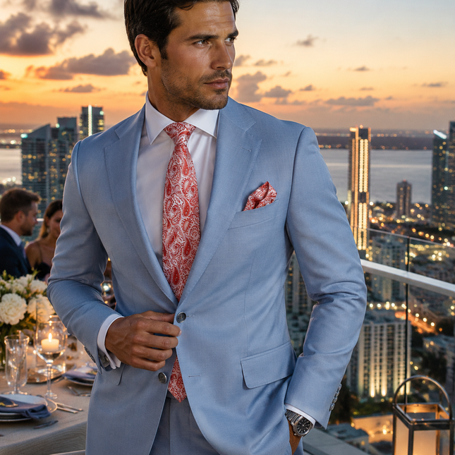 Red Paisley Silk Tie and Pocket Square