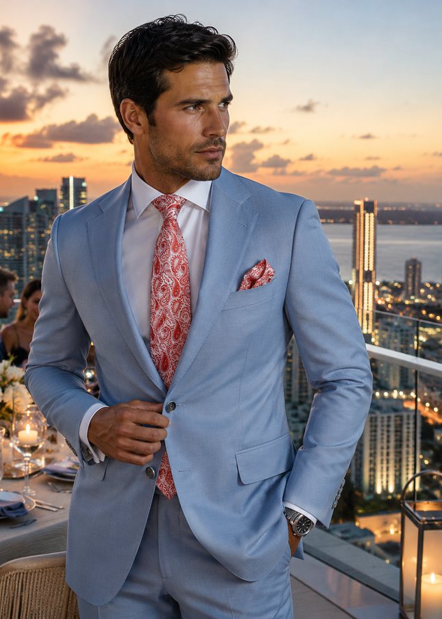 Red Paisley Silk Tie and Pocket Square