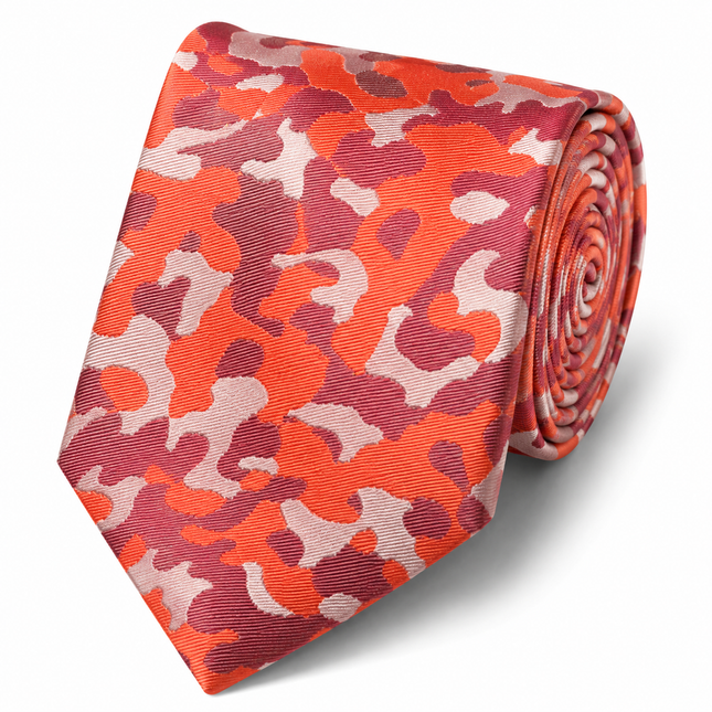 Red Camouflage Silk Tie and Pocket Square Paul Malone Ties - Paul Malone.com