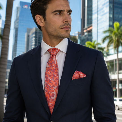 Red Camouflage Silk Tie and Pocket Square Paul Malone Ties - Paul Malone.com