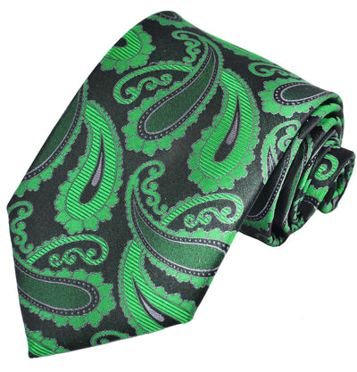 Green and Black Paisley Silk Necktie Paul Malone Ties - Paul Malone.com