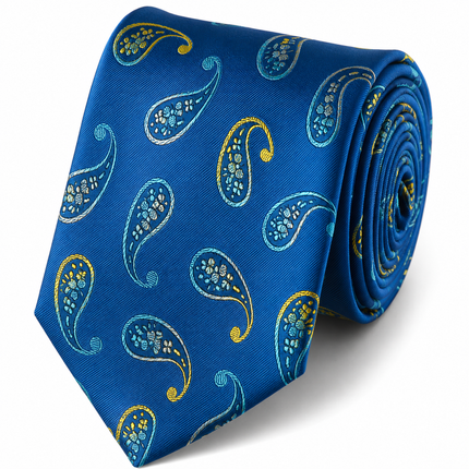 Blue Paisley Silk Tie and Pocket Square Paul Malone Ties - Paul Malone.com