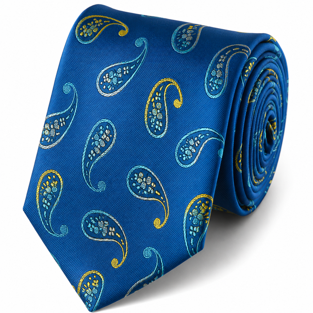 Blue Paisley Silk Tie and Pocket Square Paul Malone Ties - Paul Malone.com