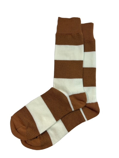 Brown and White Striped Cotton Dress Socks By Paul Malone Paul Malone Socks - Paul Malone.com