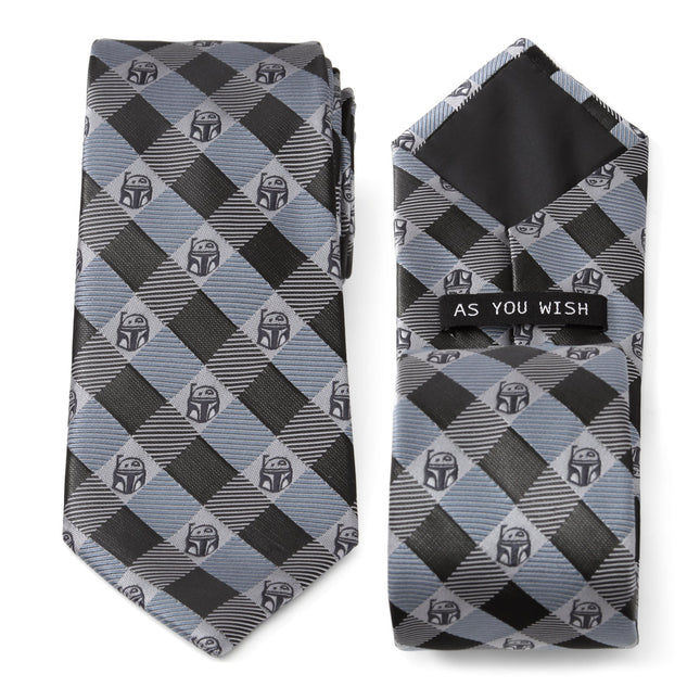 Star Wars Boba Fett Blue and Gray Plaid Tie Cufflinks.com Tie - Paul Malone.com