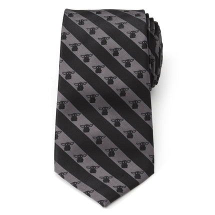 Star Wars Grogu Black and Gray Striped Tie Star Wars Ties - Paul Malone.com