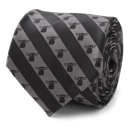 Star Wars Grogu Black and Gray Striped Tie Star Wars Ties - Paul Malone.com
