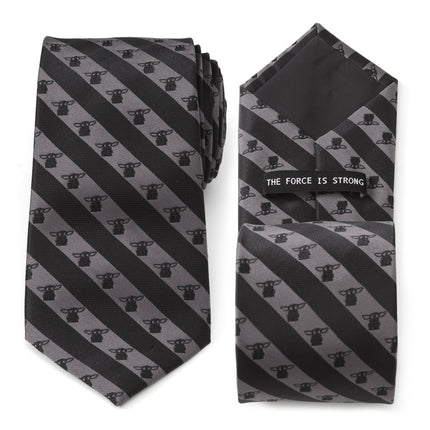 Star Wars Grogu Black and Gray Striped Tie Star Wars Ties - Paul Malone.com