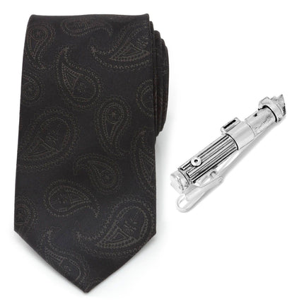 Star Wars Darth Vader LIGHTSABER Tie Clip and Black Paisley Tie – Choose the Dark Side Gift Set Star Wars Ties - Paul Malone.com