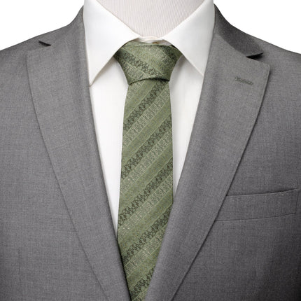 Star Wars Grogu Outline Striped Sage Green Tie Star Wars Ties - Paul Malone.com
